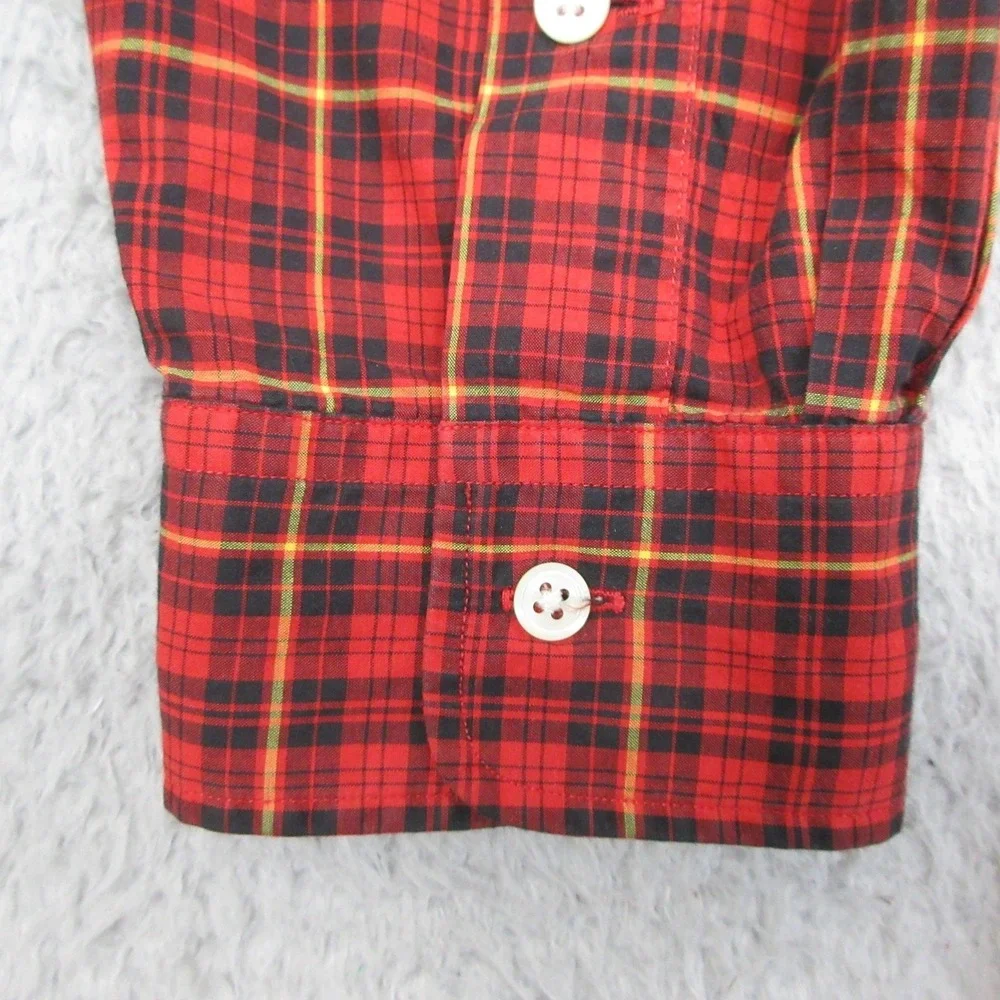 Polo Ralph Lauren Lowell Sport Shirt Men L Red Tartan Plaid Cotton Prep Classic